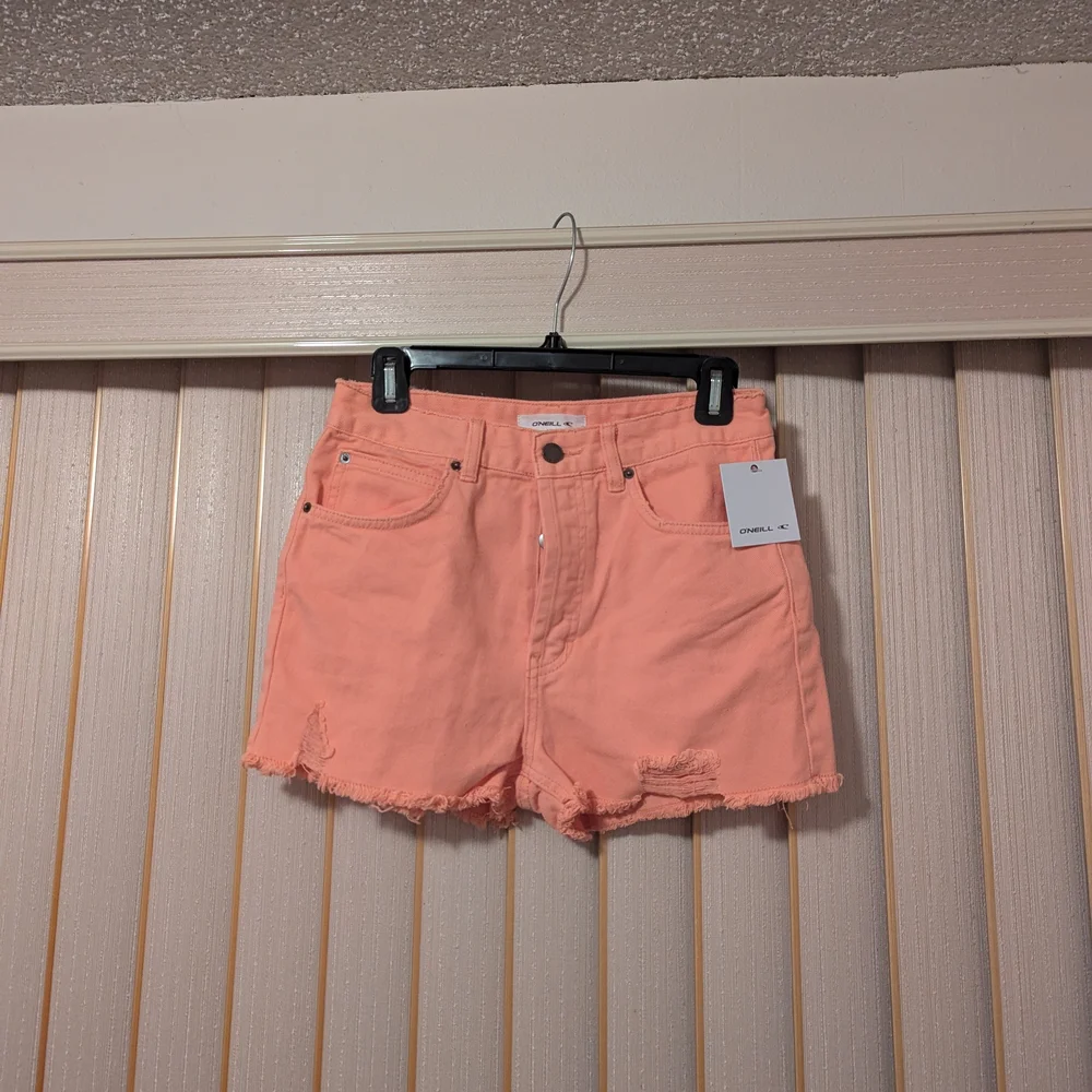 O'Neill Coral Pink High-Rise Denim Short Shorts